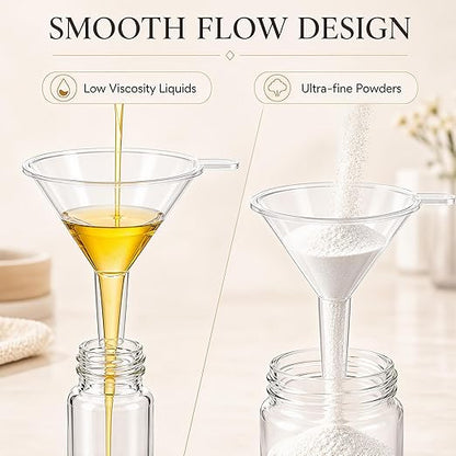 Hoolerry 50 Pcs Small Funnel for Filling Small Bottles Clear Plastic Mini