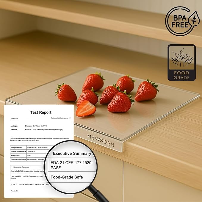Acrylic Cutting Board with Counter Lip, Non-Slip Cutting Board
