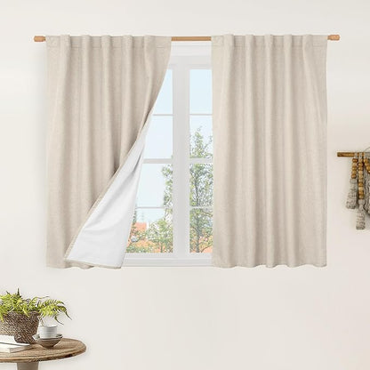LAMIT 100% Blackout Linen Curtains