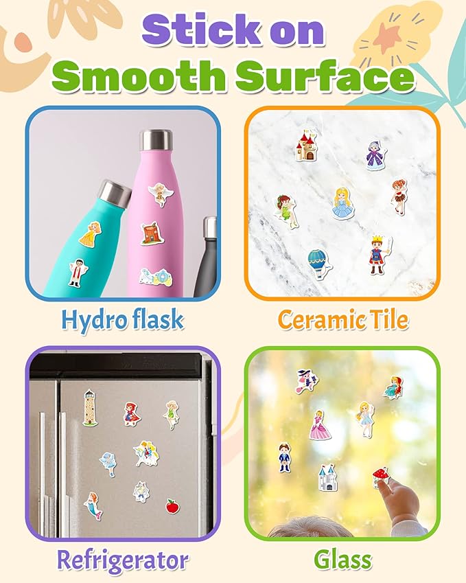 Benresive Reusable Sticker Book for Toddlers 2-4 Years, Fun Travel Stickers for Kids, Waterproof Sticker Books for Toddlers 1-3, Crafts Activities for Todddlers 1-3 2-4 3-5 - Fairy