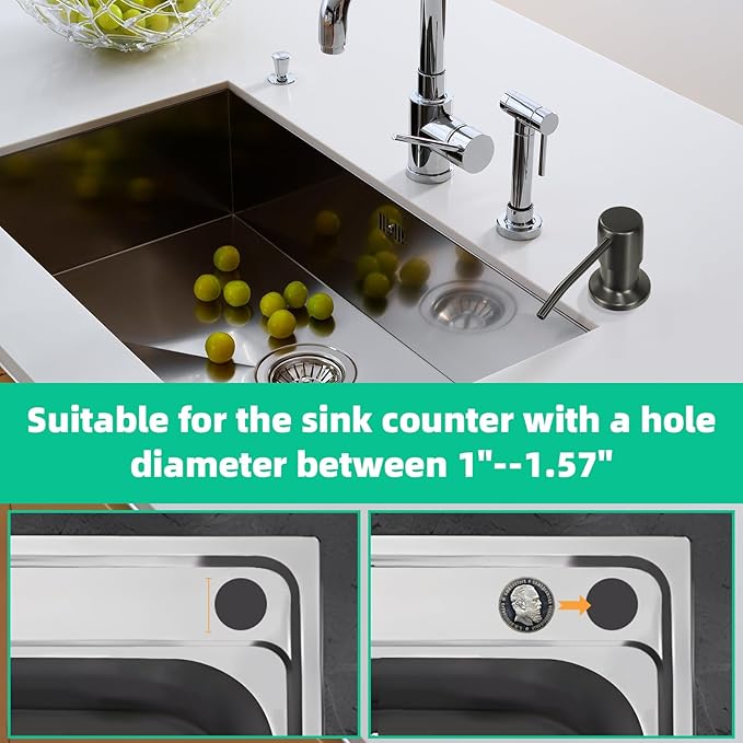 Soap Dispenser for Kitchen Sink, Built in Sink Soap Dispenser, Countertop Soap