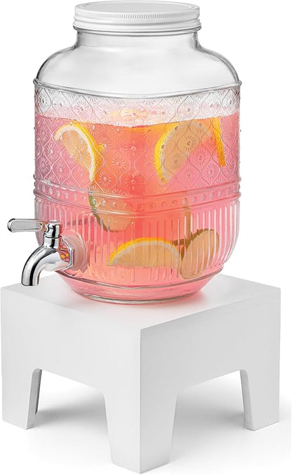 Beverage Dispenser 1 Gallon, Glass Drink Dispenser