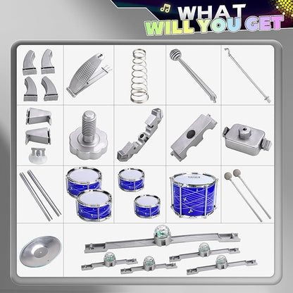 Kids Drum Sets for 2-5, Toddler Drum Set Ages 1-3, Junior Mini Jazz Full Size Small Band Rock Drums Making Kit Toys Percussion Musical Instrument Rhythm Beat Play Sets for Toddlers Boys Girls