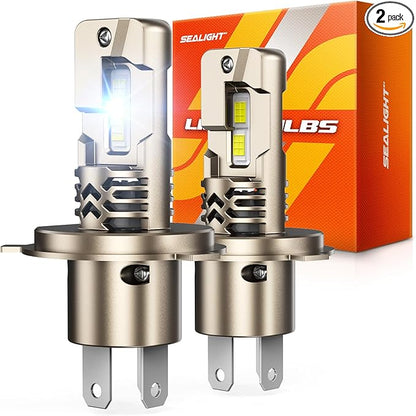 SEALIGHT H4/9003 LED Bulbs Super Bright, 50,000LM Output with 6500K White, 9003/H4 Driving Lights IP68 Waterproof, Canbus Ready Direct Fit, Plug-N-Play, Pack of 2