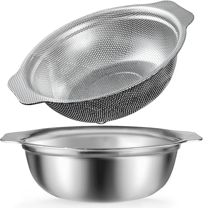 Stainless Steel Colander, 4.5QT Large Capacity