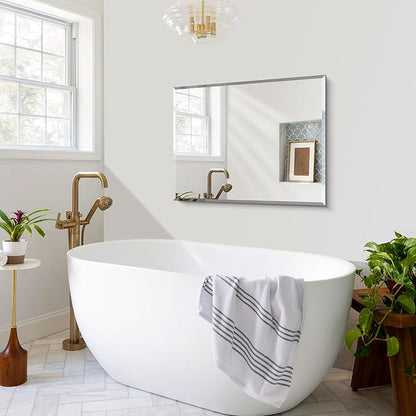 CILIBER Beveled Mirror, 24x30 Frameless Beveled Bathroom Mirrors
