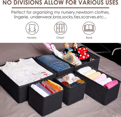 Criusia 6 Pack Clothes Drawer Organizer Dividers, Fabric Foldable Closet