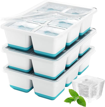 Optish Large Ice Cube Molds, 3 Pack Whiskey Square Ice Molds, 1.8 Inch Big Ice