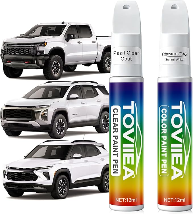 Summit White(GAZ/WA8624) Touch Up Paint Compatible with Chevrolet,2-In-1 Car Scratch Remover Pen,Car Paint Scratch Repair Kit for Scratches,Chips & Nicks,2-PCS SET