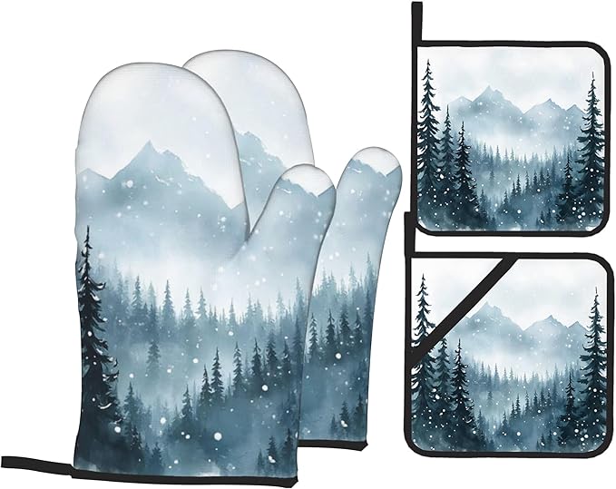 Winter Forest Oven Mitts and Heat Resistant Pads