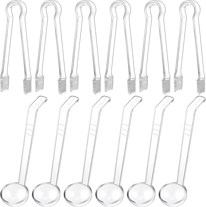 12 Pieces Plastic Serving Utensils Set Including 6 Pcs 1 oz Small Ladle and 6