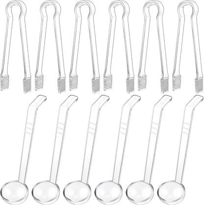 12 Pieces Plastic Serving Utensils Set Including 6 Pcs 1 oz Small Ladle and 6
