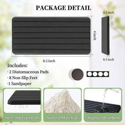 2 PCS Water Absorbing Diatomite Coasters, Stone Drying Mat