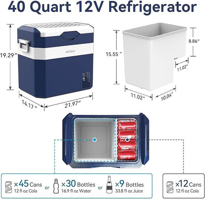12 Volt Refrigerator Car Fridge Portable 12V 40 Quart Freezer Compressor Cooler