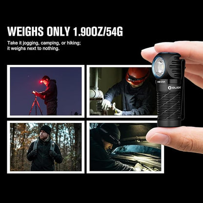 OLIGHT Perun 2 Mini Headlamp 1100 Lumens LED Head Flashlight, Rechargeable Headlight with Red Light Option, Great for Working, Hiking, Camping and Climbing (Black Cool White: 5700~6700K)