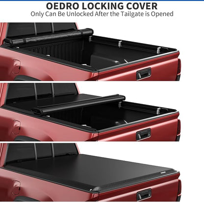 OEDRO Roll Up Soft Truck Bed Tonneau Cover Compatible with 2002-2024 Dodge Ram 1500, 2003-2026 Dodge Ram 2500 3500 8ft Bed w/o Rambox