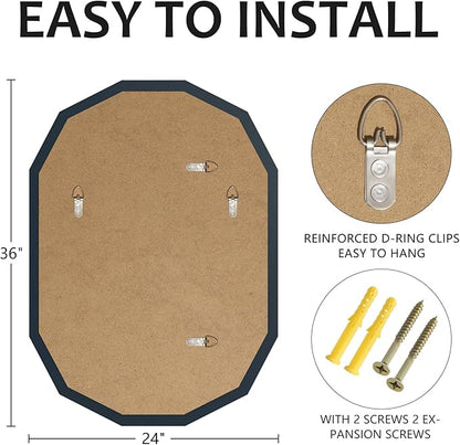 Bathroom Mirrors for Over Sink, Round Frameless Mirrors for Wall, 24x36 Inch