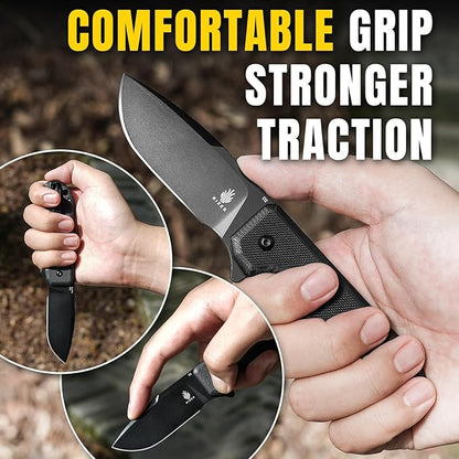 Kizer Nice Guy Pocket Folding Knife, 2.84??D2 Steel Blade knives, G10 Handle Small EDC Knife, Liner Lock Flipper Knives for Men Women, Sharp Camping Hiking Hunting Survival Knives V3011M1