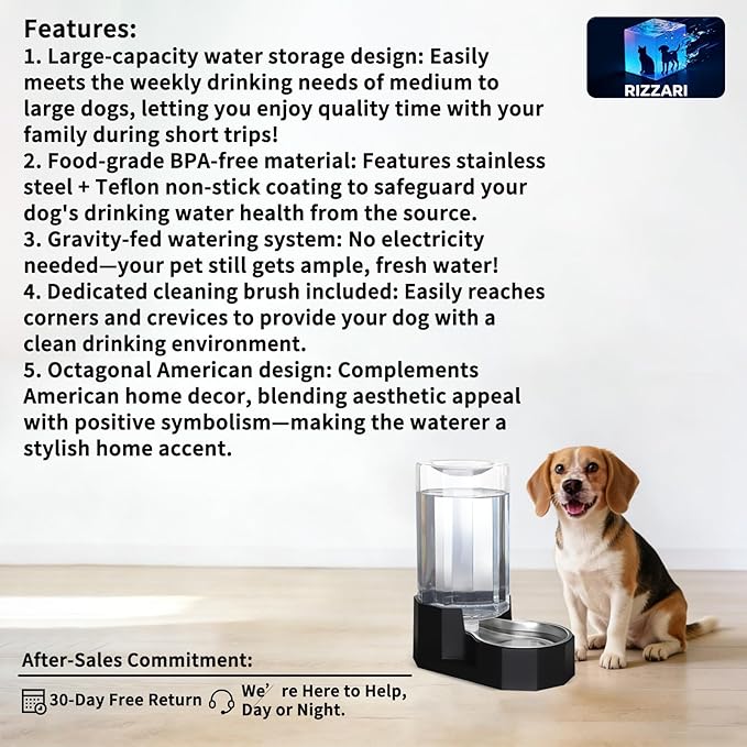 Sfozstra Large Dog Water Dispenser: 8L Large Capacity Gravity Water Feeder