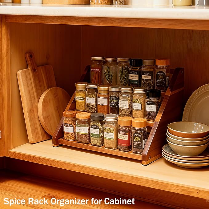 Acacia Wooden Spice Rack for Countertop