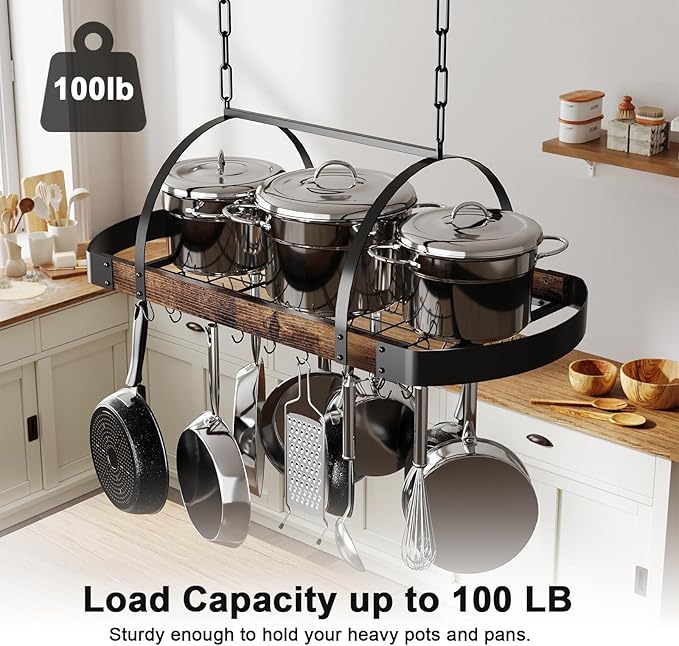 Hanging Pot Rack, 32-Inch Ceiling Pot Rack