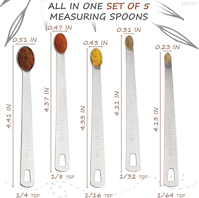 5 Pcs Mini Measuring Spoons Set