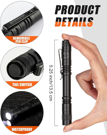 Vinsot 20 Pack LED Pen Lights Bulk Large Pen Light Flashlights Pocket 5.12 Inch LED Torch with Clip Aluminum Waterproof Flashlight for Nurses Hospital Outdoor Camping Emergency Hiking