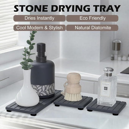 3PCS Stone Drying Tray, Stone Soap Tray, Water Absorbing Stones Trays