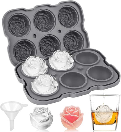 Ice Cube Tray, Mikiwon 2 inch Rose Ice Cube Trays