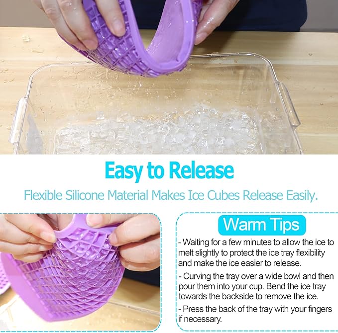 Silicone Mini Ice Cube Trays 2 Pack, 160 Small Ice Cube Molds Easy Release