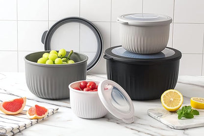 COOK WITH COLOR Prep Bowls with Lids- Wide and Deep Nesting Plastic Small