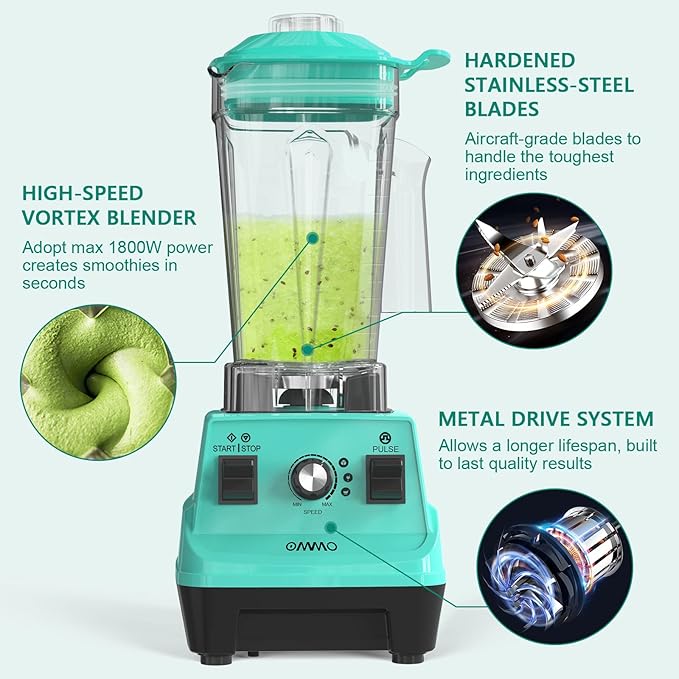 OMMO Blender 1800W, Professional High Speed Countertop Blender