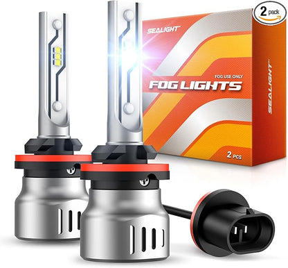 SEALIGHT 880 Fog Light Bulbs, 1:1 Size 885 893 899 880 Fog Lamps Upgrade, 12000 LM 6500 K Cool White Fog Lights or Daytime Running Lamp, Pack of 2