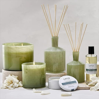 LAFCO New York Classic Candle, Fresh Cut Gardenia - Pack of 2, 6.5 oz - 50-Hour Burn Time - Reusable, Hand Blown Glass Vessel - Made in The USA