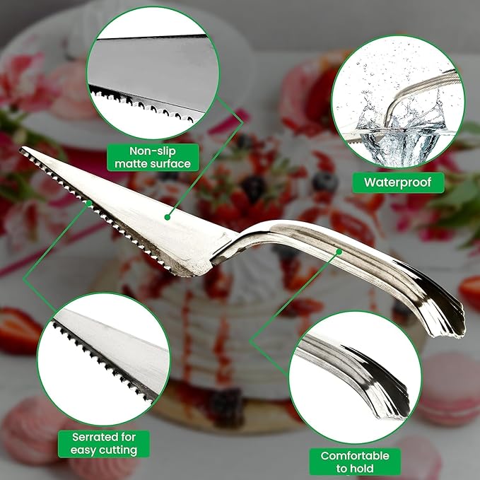 PARTY BARGAINS Silver Plastic Cake Cutter, 10 Inch Classic Disposable Cake