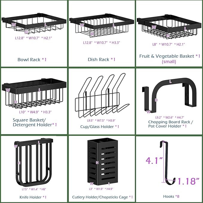 PUSDON Over the Sink Dish Drying Rack, 2 Tier Adjustable Large Capacity