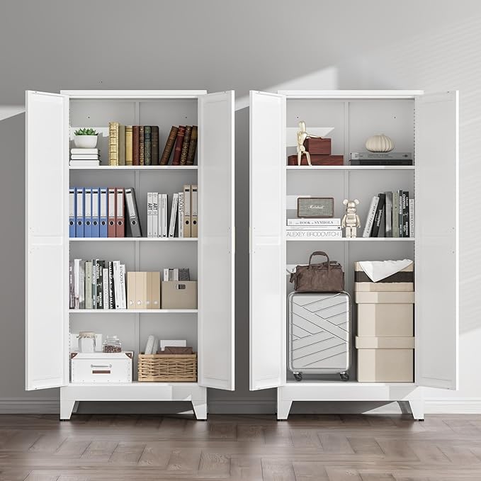 COFaR White Farmhouse Storage Kitchen Pantry Cabinet