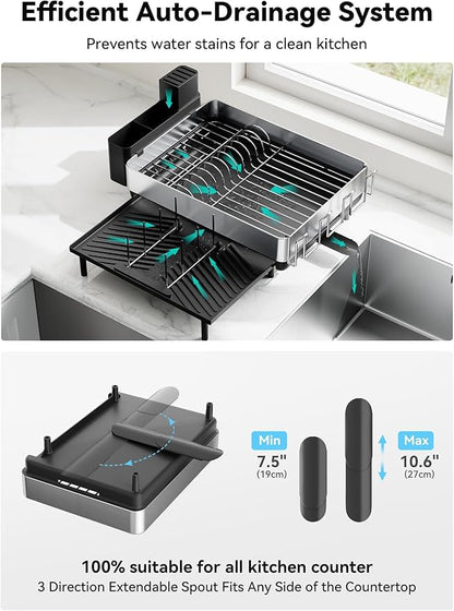 SUNLY Large Dish Drying Rack, Expandable Dish Racks