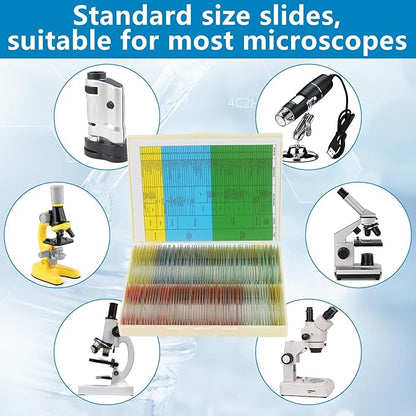 120 Microscope Slides with Specimens Set, Lab-Grade Prepared Microscope Slides for Kids Adults, Animal/Plant/Microbe/Tissue/Cells, STEM Biology Kit for Homeschool, Classroom Labs & Science Education