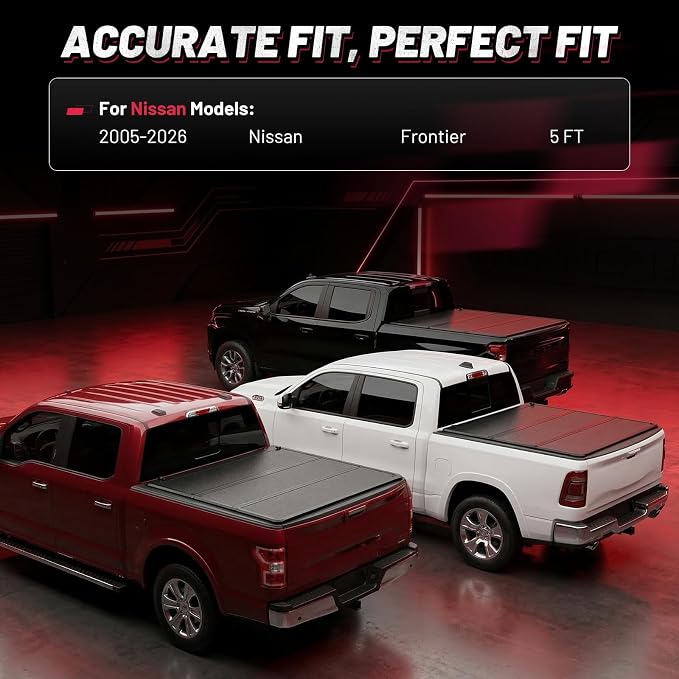 BDFHYK Tri-Fold Truck Bed Tonneau Cover for Jeep Gladiator 2020–2026 5 FT Bed Heavy-Duty Truck Bed Protection Durable Aluminum Panels Hard Folding Tonneau Cover, Waterproof for Truck Camping