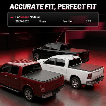 BDFHYK Tri-Fold Truck Bed Tonneau Cover for Jeep Gladiator 2020–2026 5 FT Bed Heavy-Duty Truck Bed Protection Durable Aluminum Panels Hard Folding Tonneau Cover, Waterproof for Truck Camping