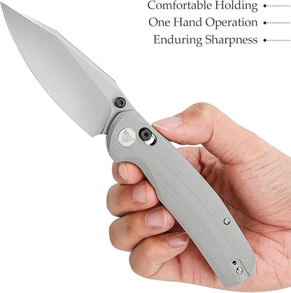 Axis Knives, EDC Folding Knife for Men, Pocket Knife with Clipï¼?.34??14C28N Steel,Thumb Stud Blade,Grey G10 Handle.Outdoor Camping Tool，Hornet-03G