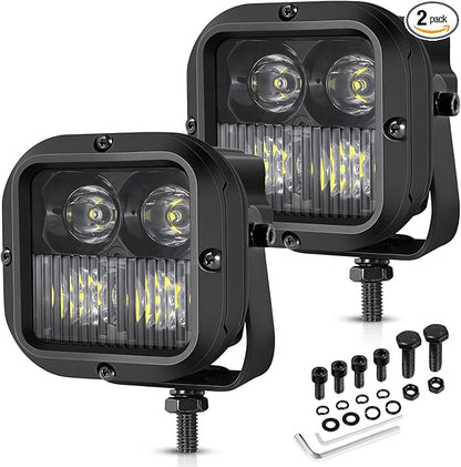 OFFROADTOWN LED Pods, 3inch 80W CREE LED Pods Off Road Driving Lights Cubes Ditch Lights Headlight for Truck Pickup Dirt Bike UTV ATV SUV Boat 4x4 Car - Combo Wide Plus Beam