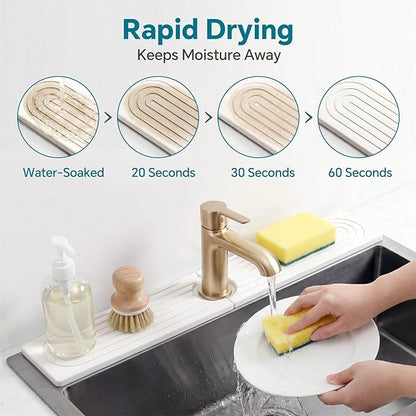 Stone Faucet Mat for Kitchen Sink-Diatomite Drying Stone Mat& Sink Protector