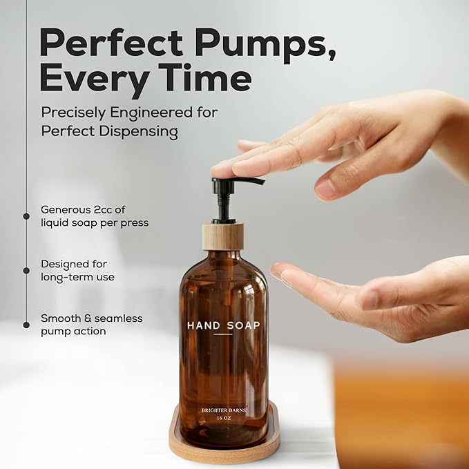 Amber Glass Hand and Dish Soap Dispenser Set by Brighter Barns
