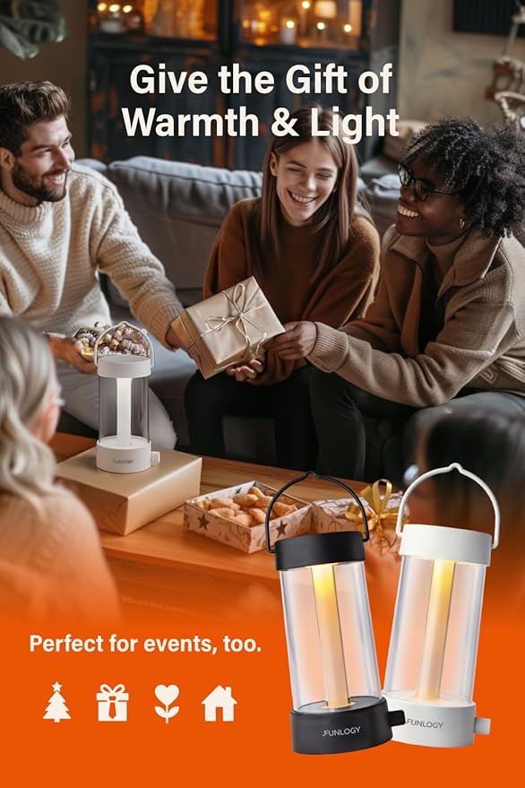 Lantern - Rechargeable LED Camping Lantern, Vintage 360° Dimmable Light , 4000mAh Power Bank, High CRI 95, IPX4 Water-Resistant, Portable for Home, Emergency, Outdoor, White