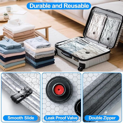 15 Pack Vacuum Seal Bags for Clothing Travel with Wireless Electric Air Pump, 5 Large +5 Medium +5 Small, Reusable Space Saver Bags for Luggage and Suitcase, Cruise & Travel Essentials