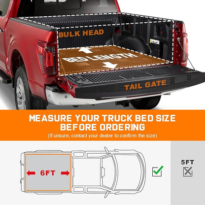 RHOBRA Soft Roll-Up Truck Bed Tonneau Cover Compatible with 2016-2023 Toyota Tacoma 6ft Bed (Excl. Trail Edition) | 26.5oz Heavy-Duty Vinyl | Weather Resistant Bed Cover for Pickup Truck | No-Drill