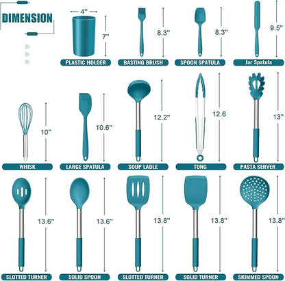 E-far 14 Pieces Silicone Cooking Utensils Set, Kitchen Utensils Set