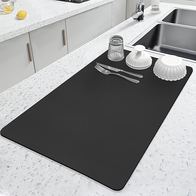 LOPNUR Kitchen Dish Drying Mat, Diatomite Coffee Mat, Super Absorbent Dish